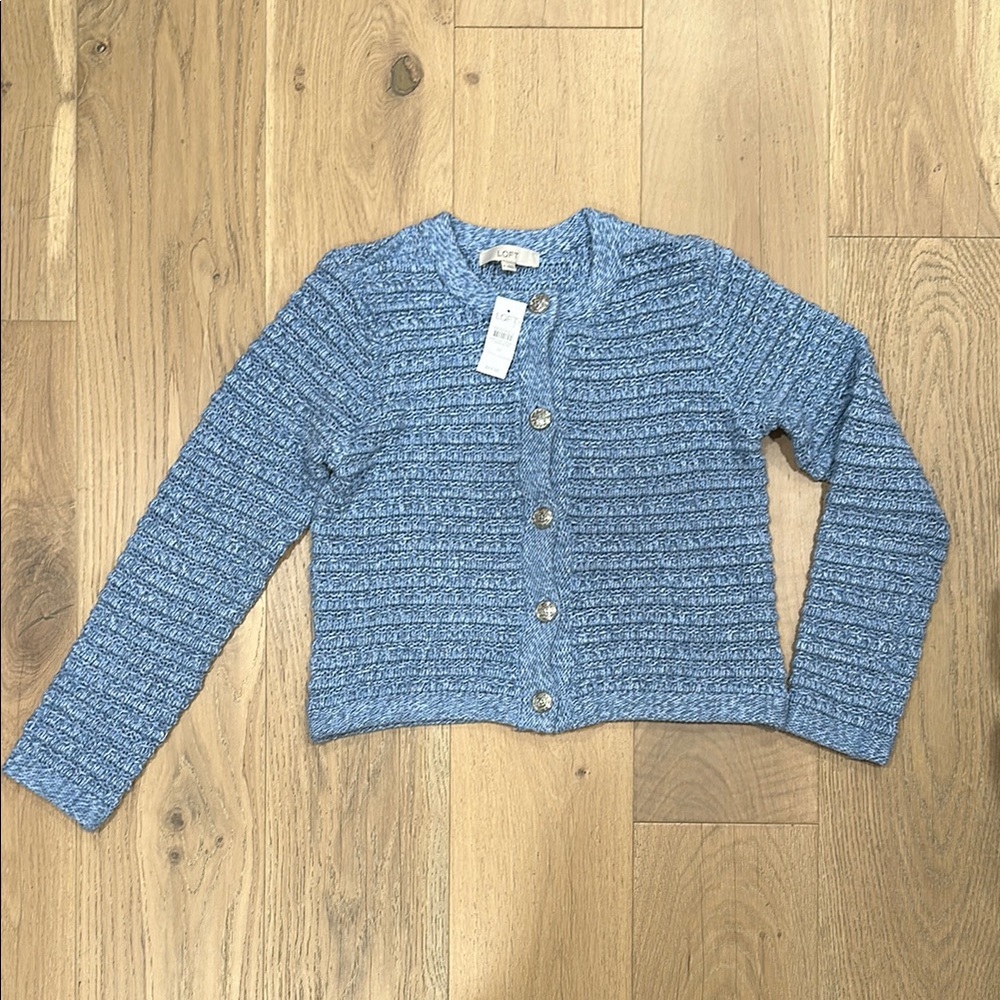 LOFT Blue Cozy Knit Cardigan Sweater